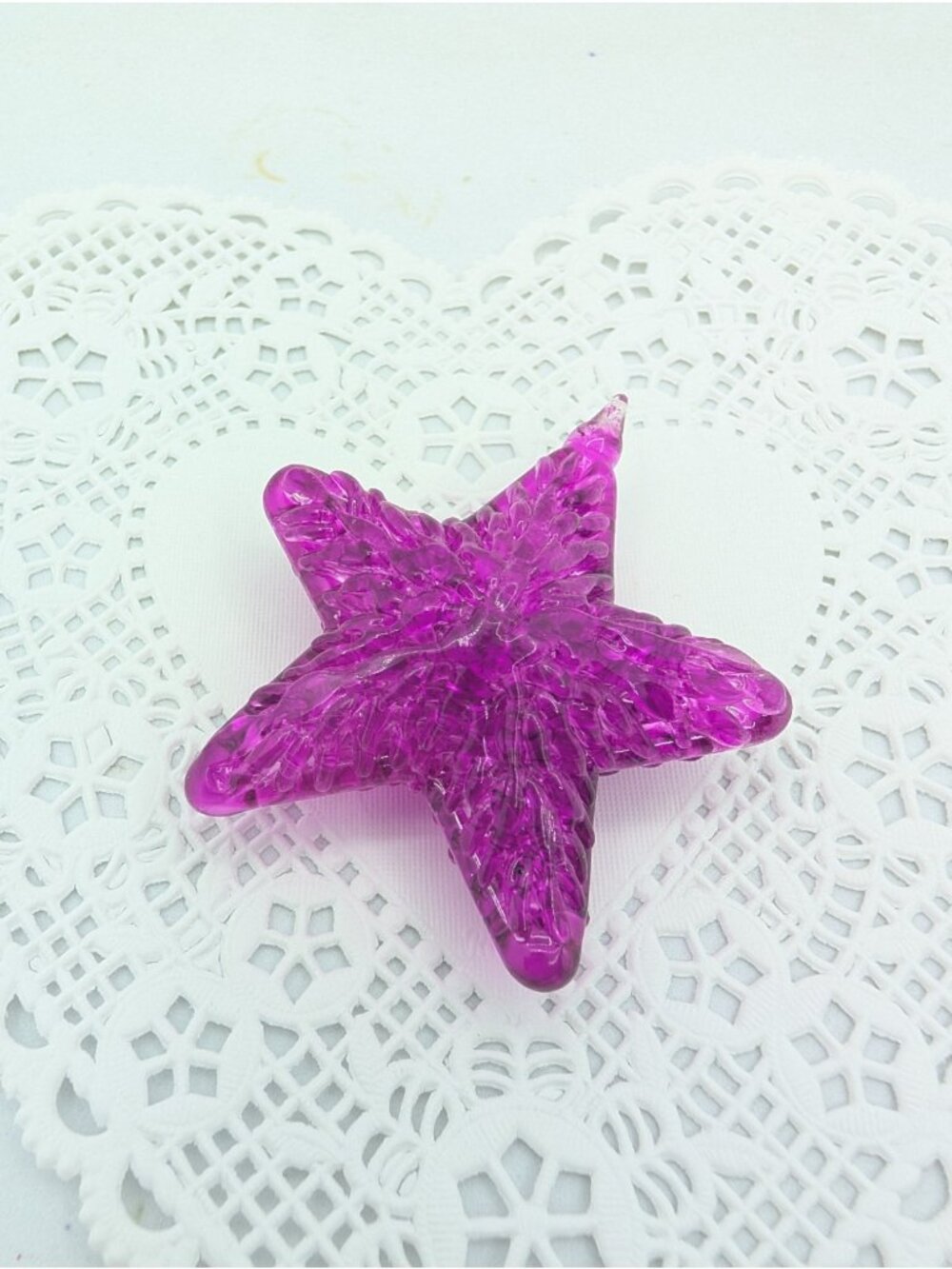 Ornament Star Christmas Mini Purple Glass like lucite 2.25"